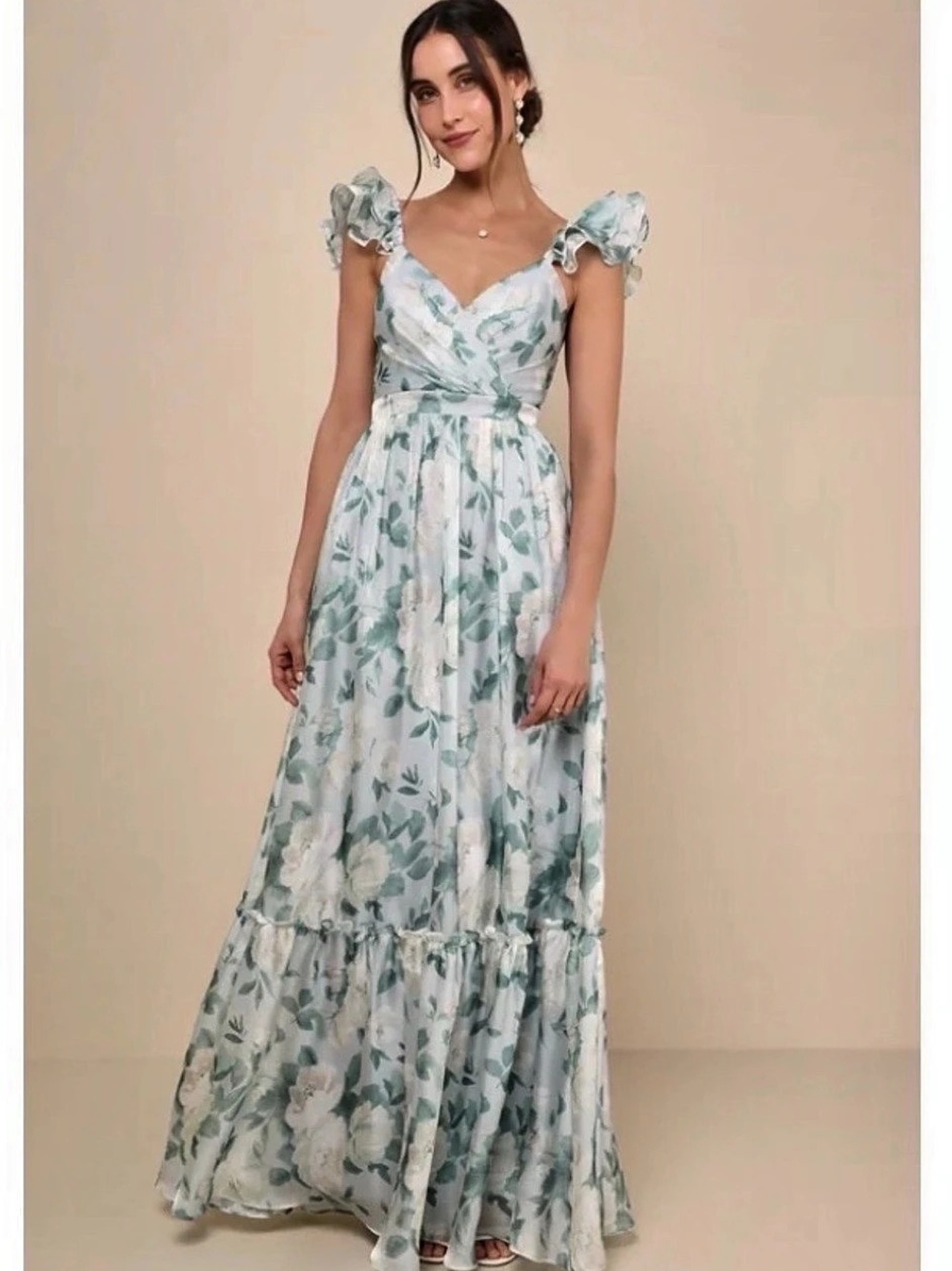 Lulus Soiree Perfection Light Blue Floral Ruffled Tiered Maxi Dress Floral Maxi